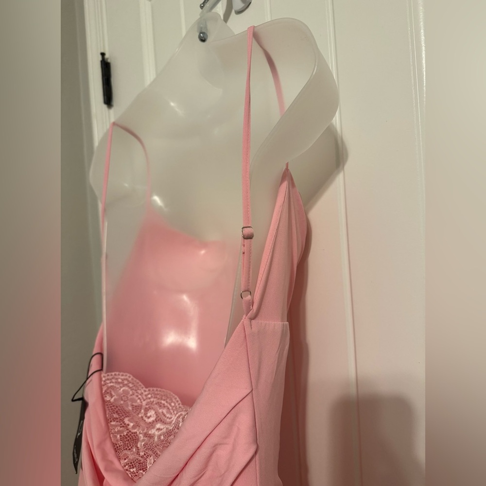 Capuffy women’s Pink Drape Neck Maxi Dress. - Picture 6 of 6
